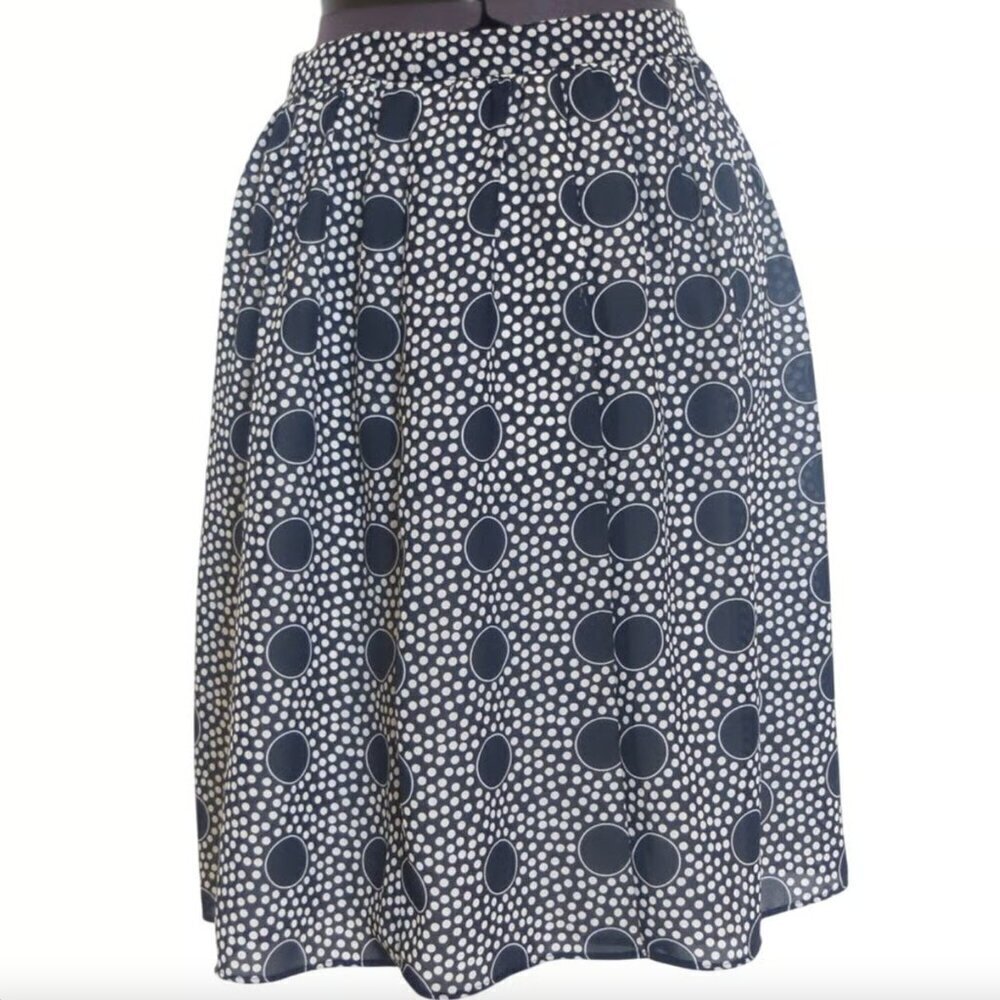 NWT J Crew Blue and White Mixed Size Polka Dot A Line Crepe Skirt • Size 0 🔴 - Picture 1 of 3